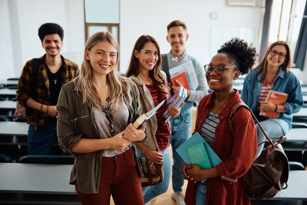 Multiracial Group Of Happy College Students