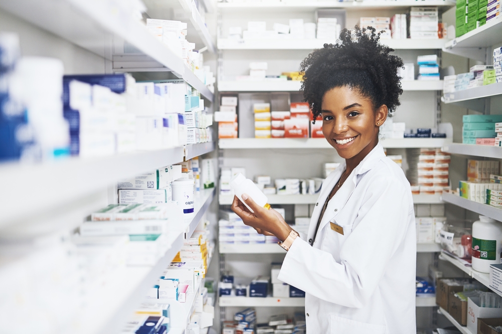 Smiling female pharmacist