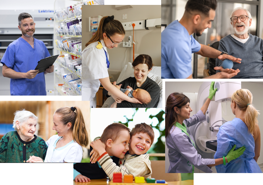 Collage of images of different healthcare provider